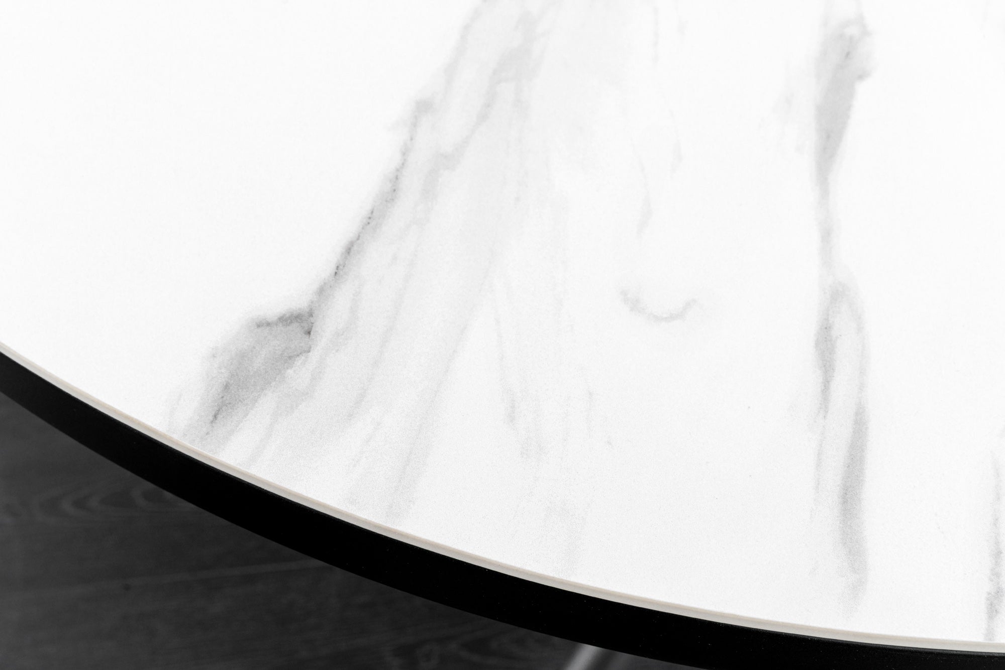 Table à manger extensible MIKADO 120-160 cm en céramique blanche ovale avec structure étoile noire
