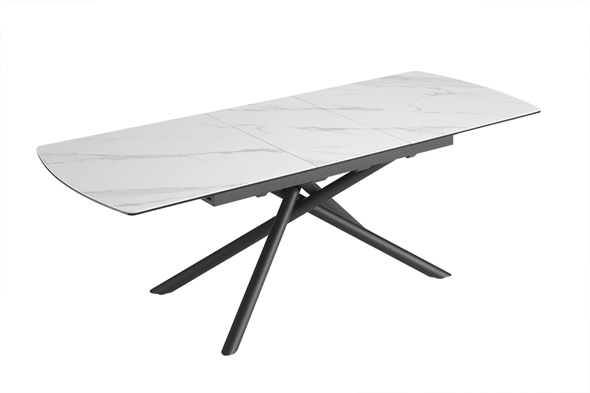 Table à manger extensible MIKADO 180-230 cm céramique blanche structure étoile noire