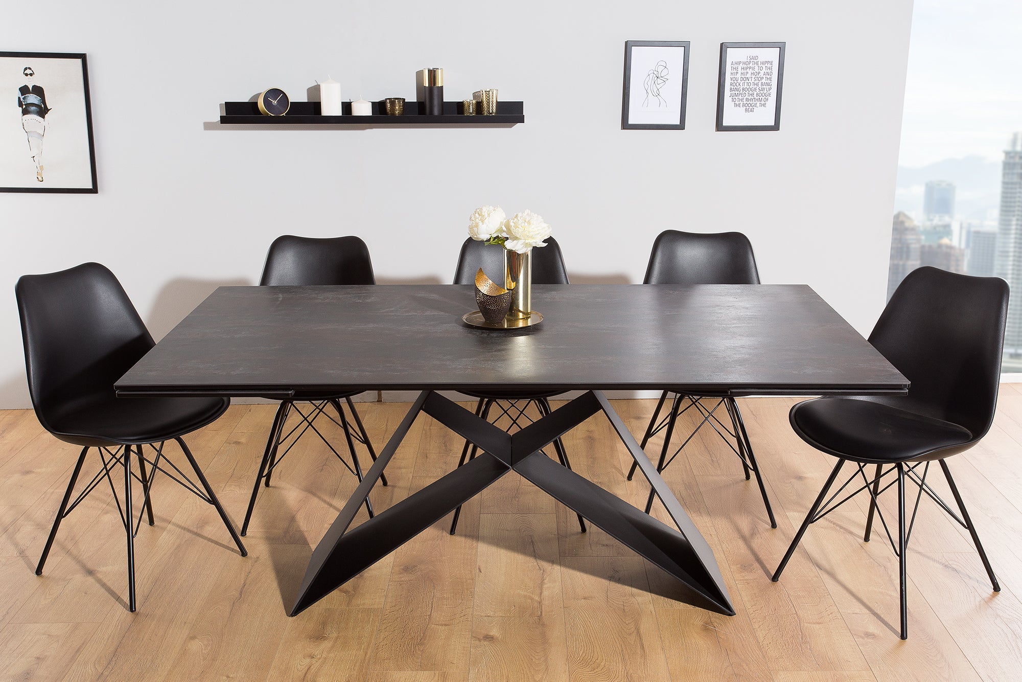 Table à manger extensible PROMETHEUS 180-220-260cm en céramique de lave fabriquée en Italie