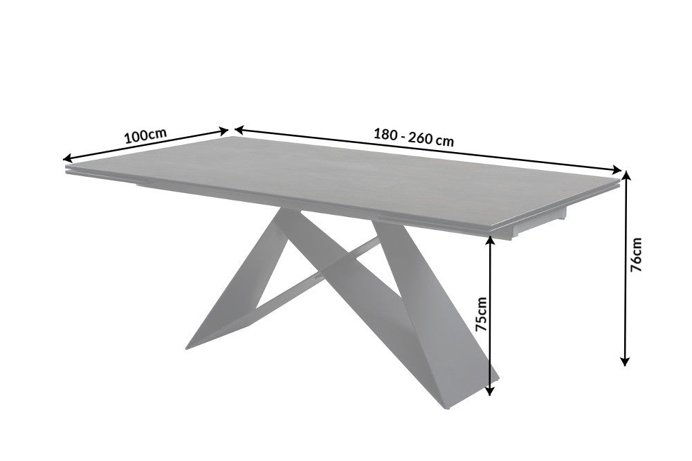 Table à manger extensible PROMETHEUS 180-220-260cm en céramique de lave fabriquée en Italie