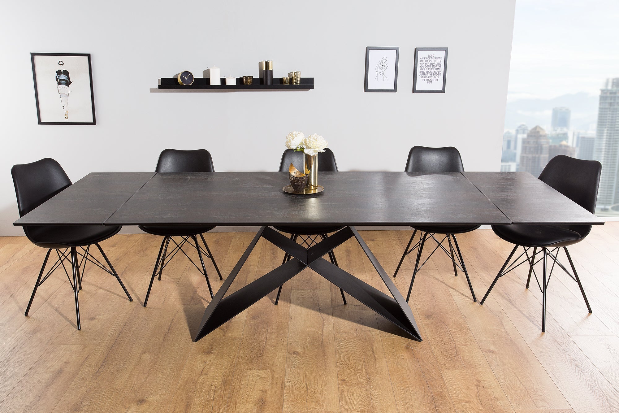 Table à manger extensible PROMETHEUS 180-220-260cm en céramique de lave fabriquée en Italie
