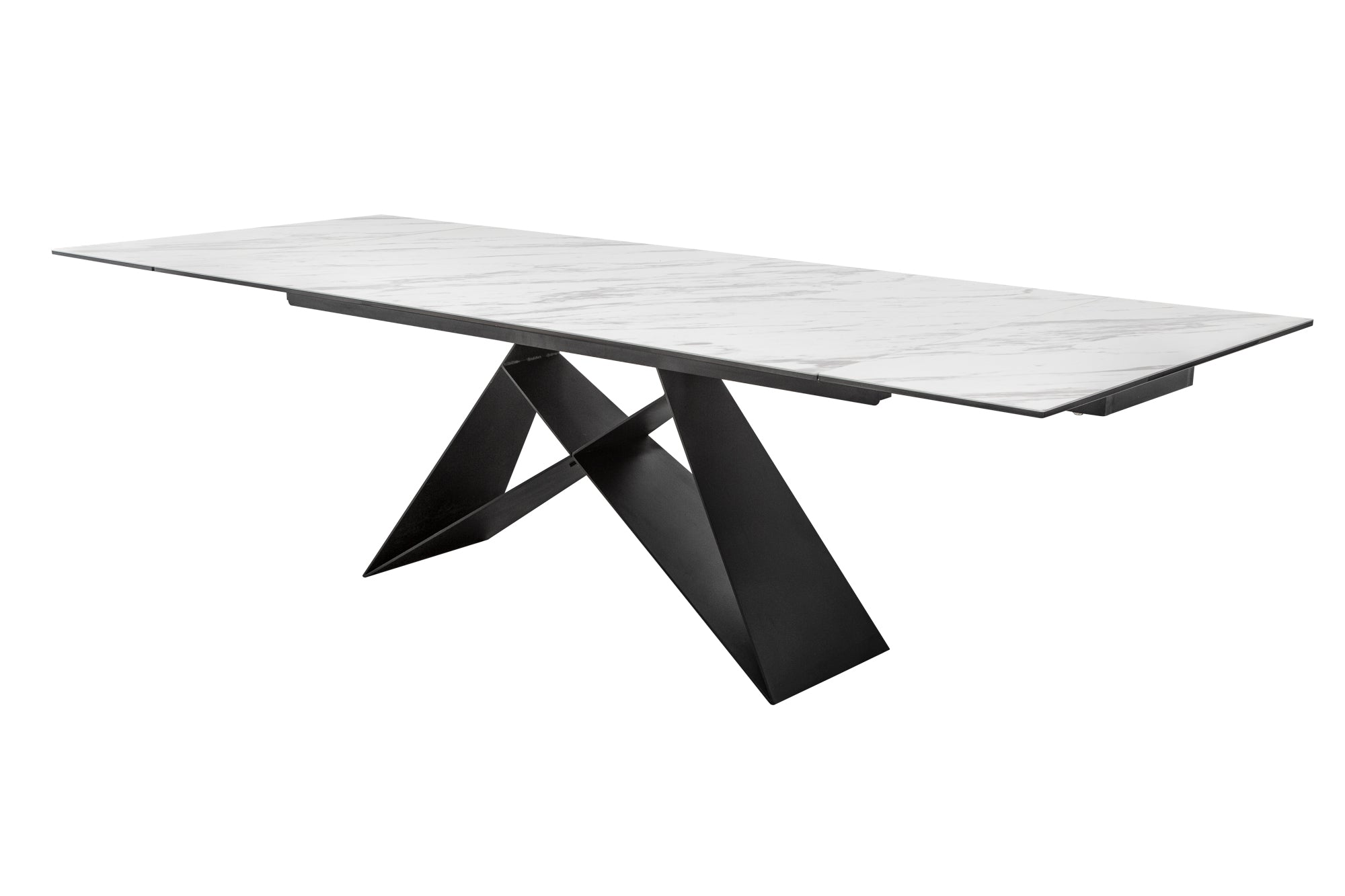 Table à manger extensible PROMETHEUS 180-220-260cm en céramique marbre blanc fabriquée en Italie