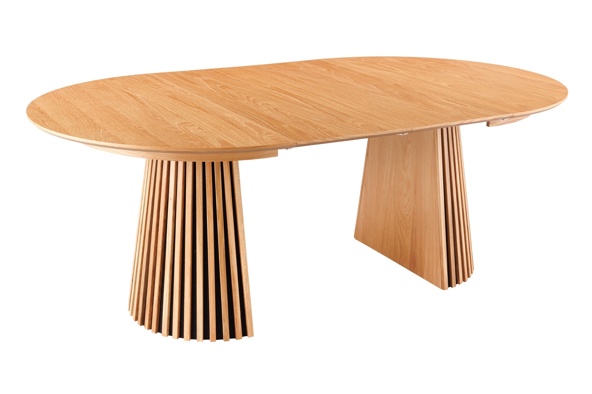 Mesa de comedor extensible VALHALLA WOOD 120-160-200cm roble natural base columna ovalada