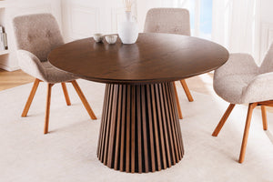 Table à manger extensible VALHALLA WOOD 120-160-200cm piètement pilier en chêne brun fumé