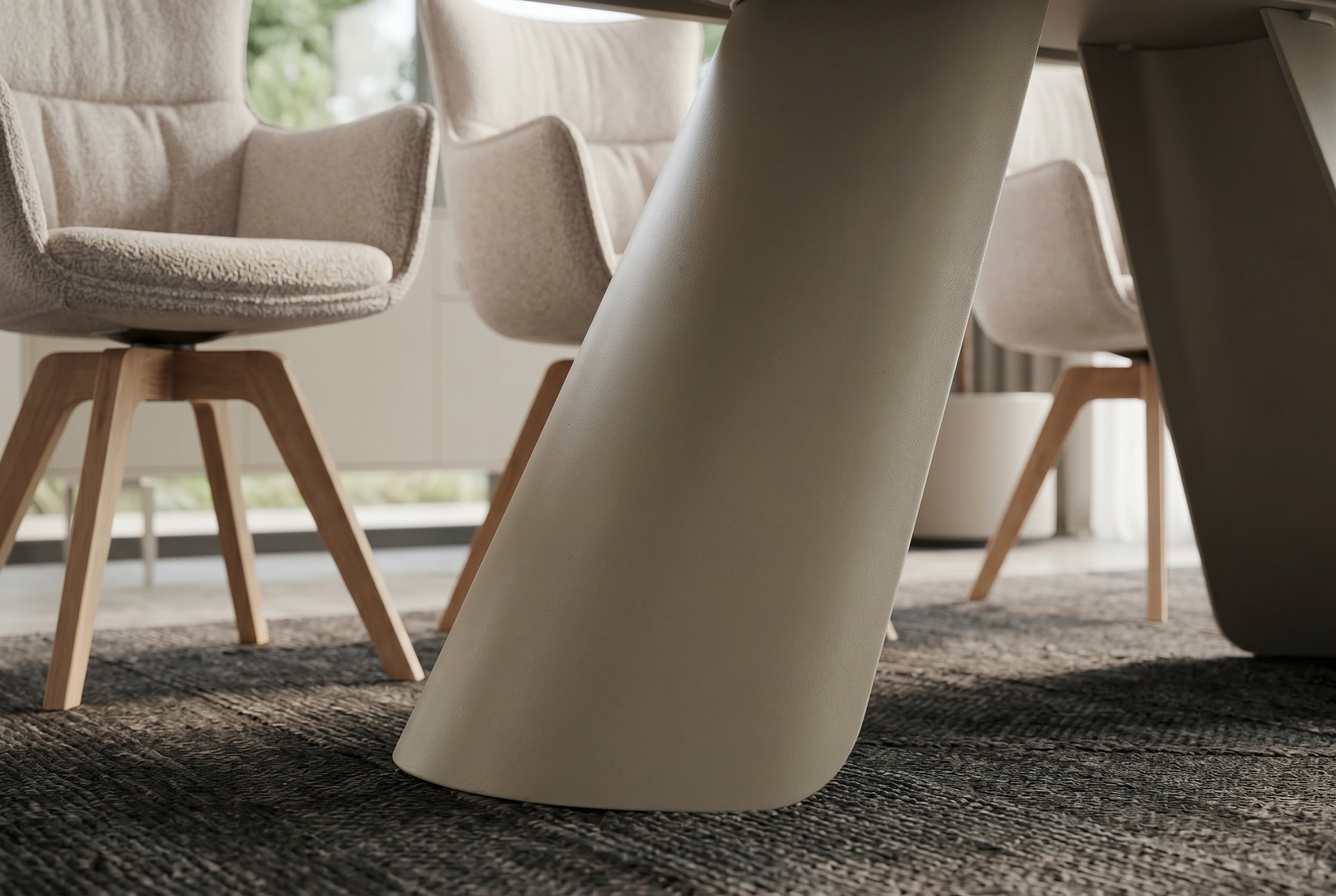 Table à manger extensible VOGUE 160-200-240cm céramique beige travertin métal champagne grège