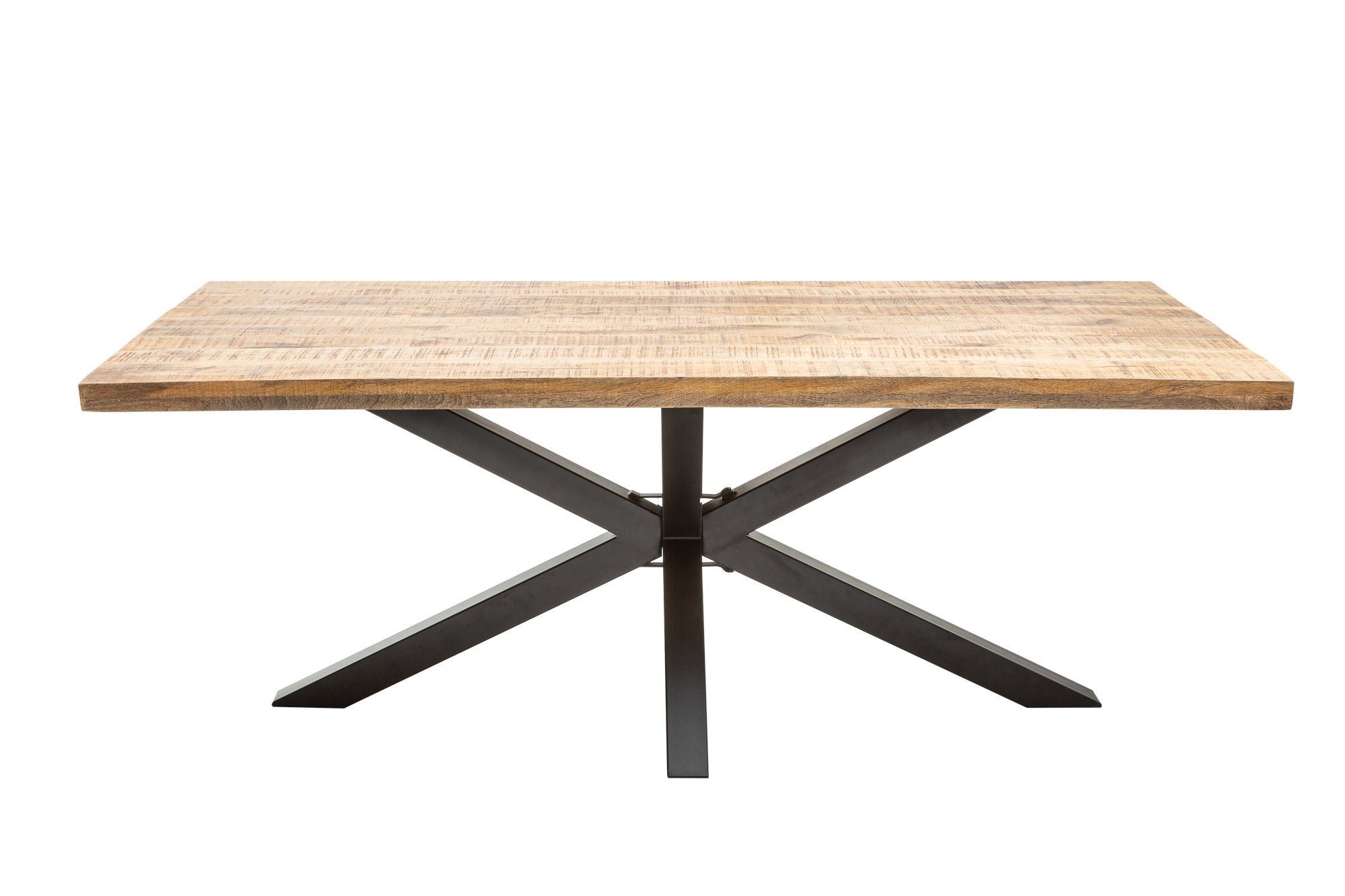 GALAXIE mesa de comedor industrial maciza 180cm madera de mango estructura en forma de estrella