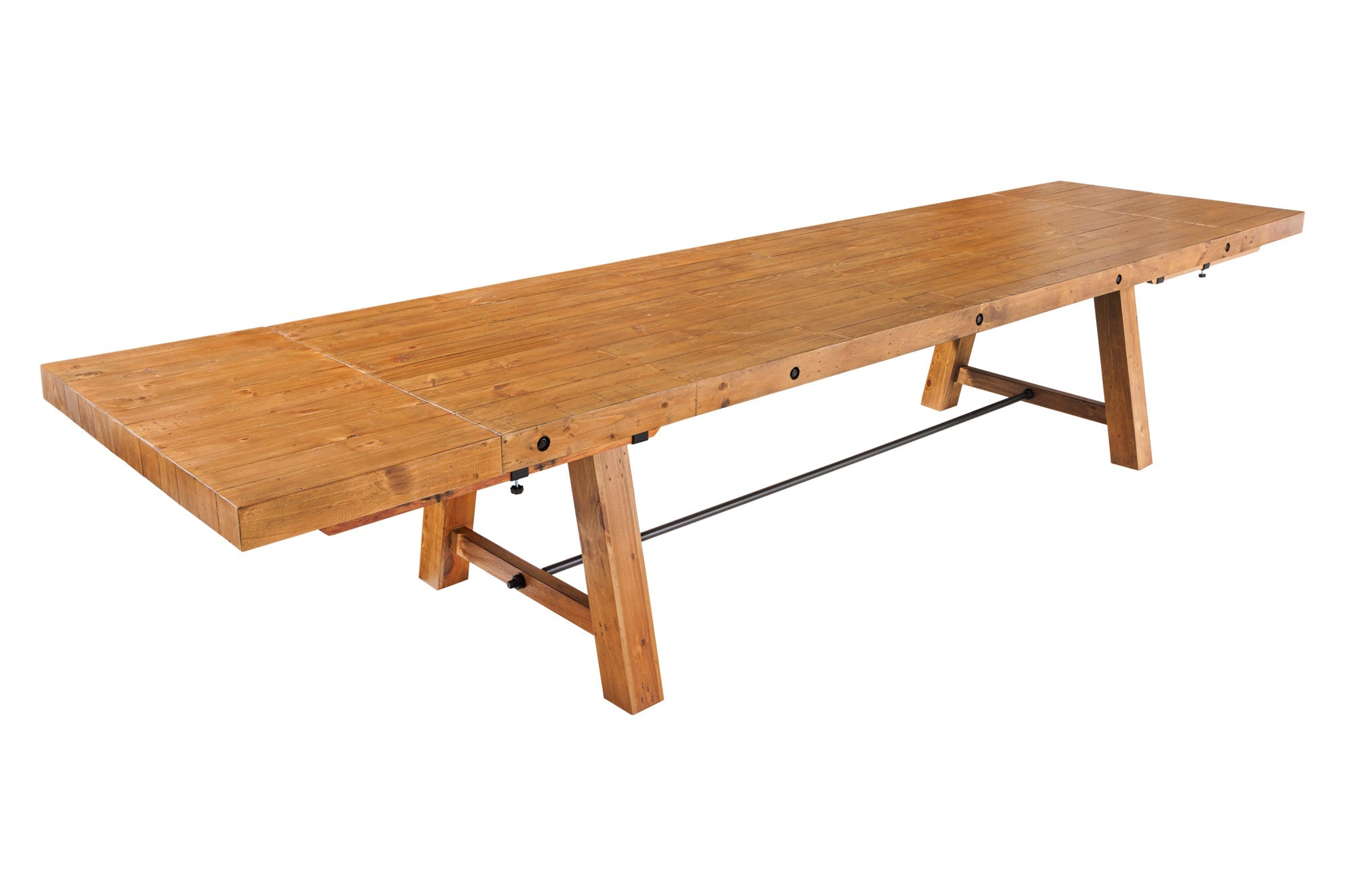 Table à manger massive FINCA 300-400cm vintage marron extensible en bois de pin recyclé