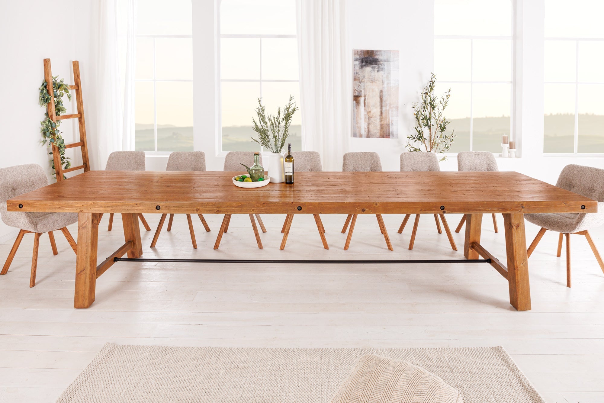 Table à manger massive FINCA 300 cm en pin recyclé marron vintage