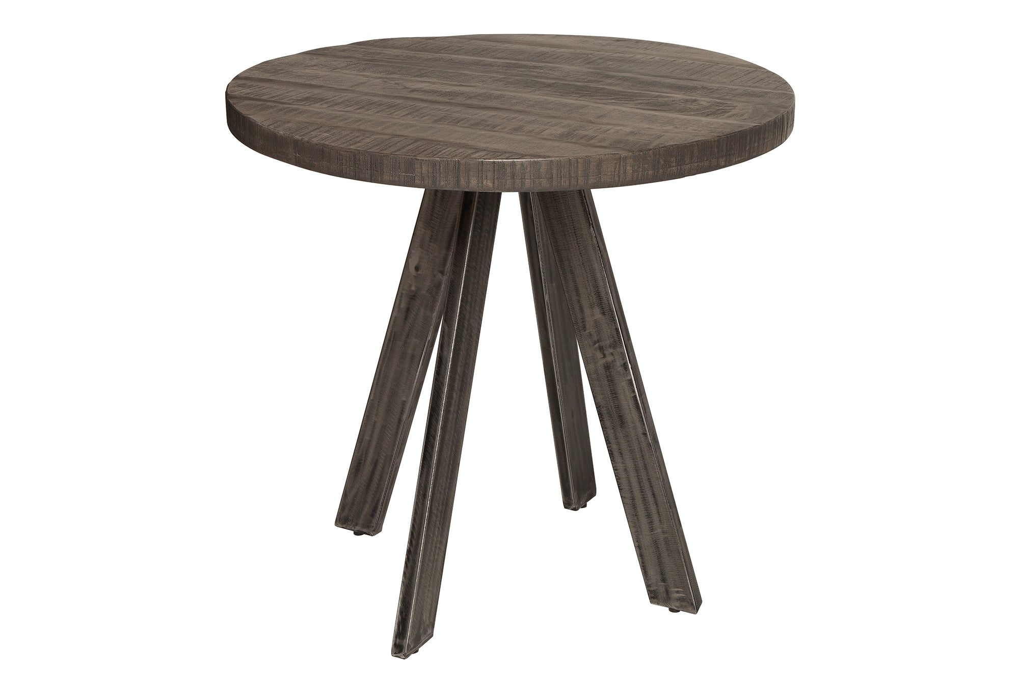 IRON CRAFT Mesa de comedor redonda de 80 cm de madera maciza de mango con patas curvadas