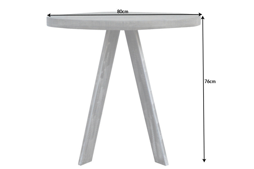 IRON CRAFT Mesa de comedor redonda de 80 cm de madera maciza de mango con patas curvadas