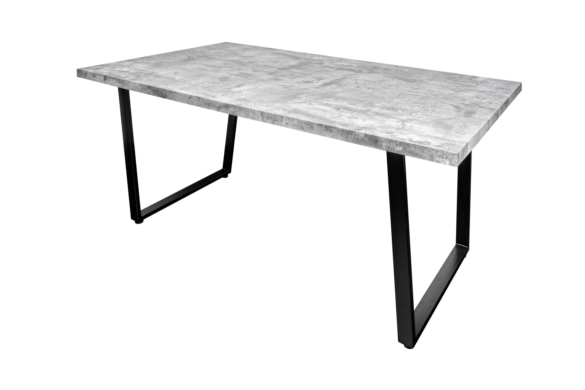 Table à manger moderne LOFT 160cm béton gris design pieds métal noir piètement luge industriel