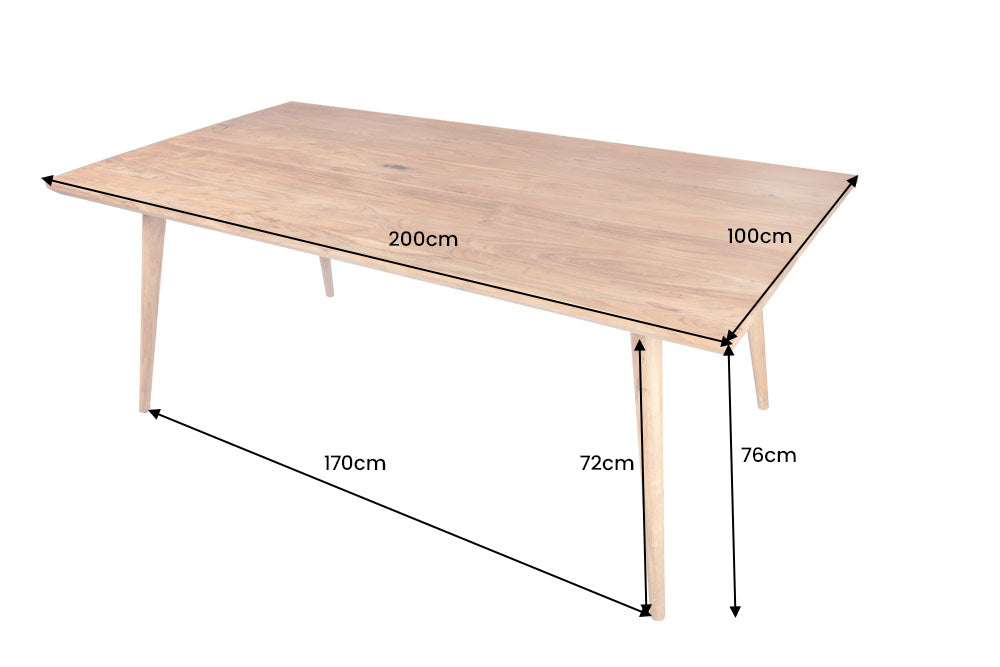 MYSTIC LIVING Mesa de comedor de 200 cm de madera maciza de acacia natural