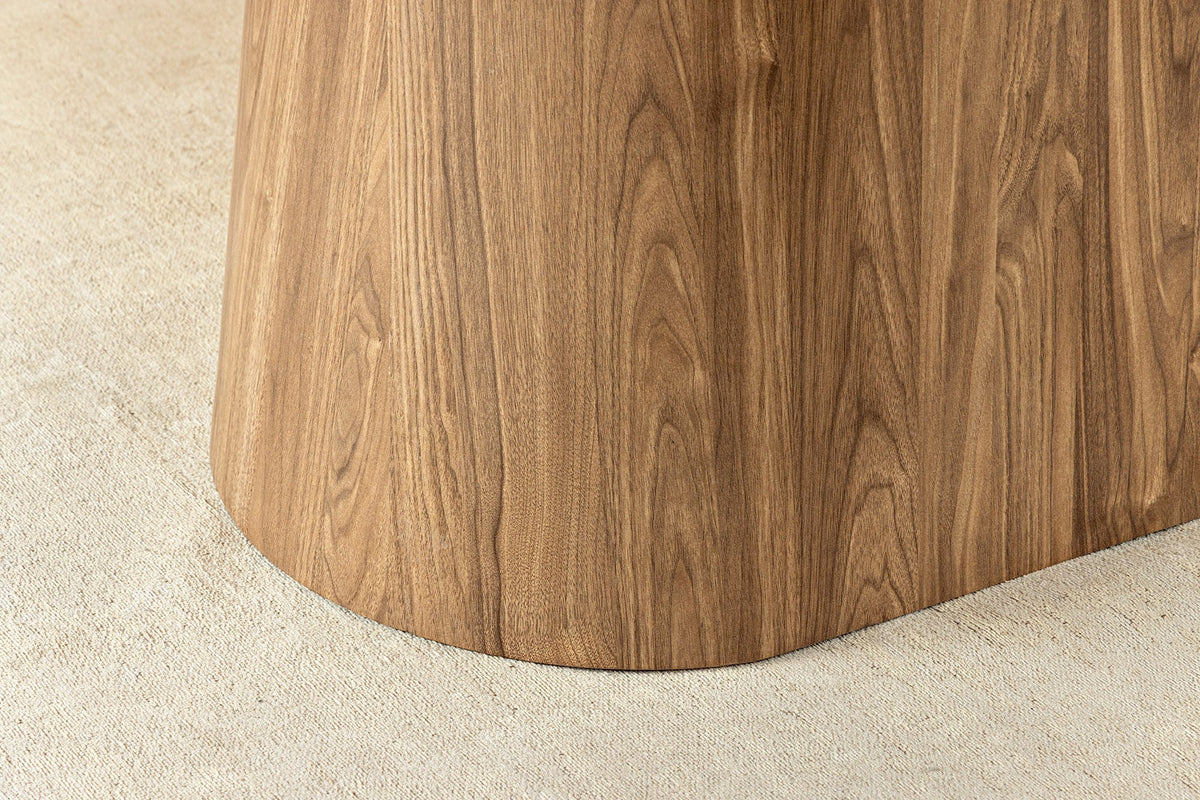 Table à manger ovale UNIQUE 200cm gris marron céramique piètement noyer