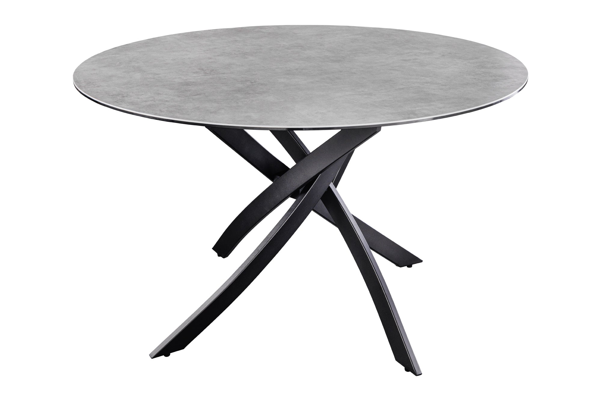 Table à manger ronde ALPINE 120cm céramique anthracite structure métal noir