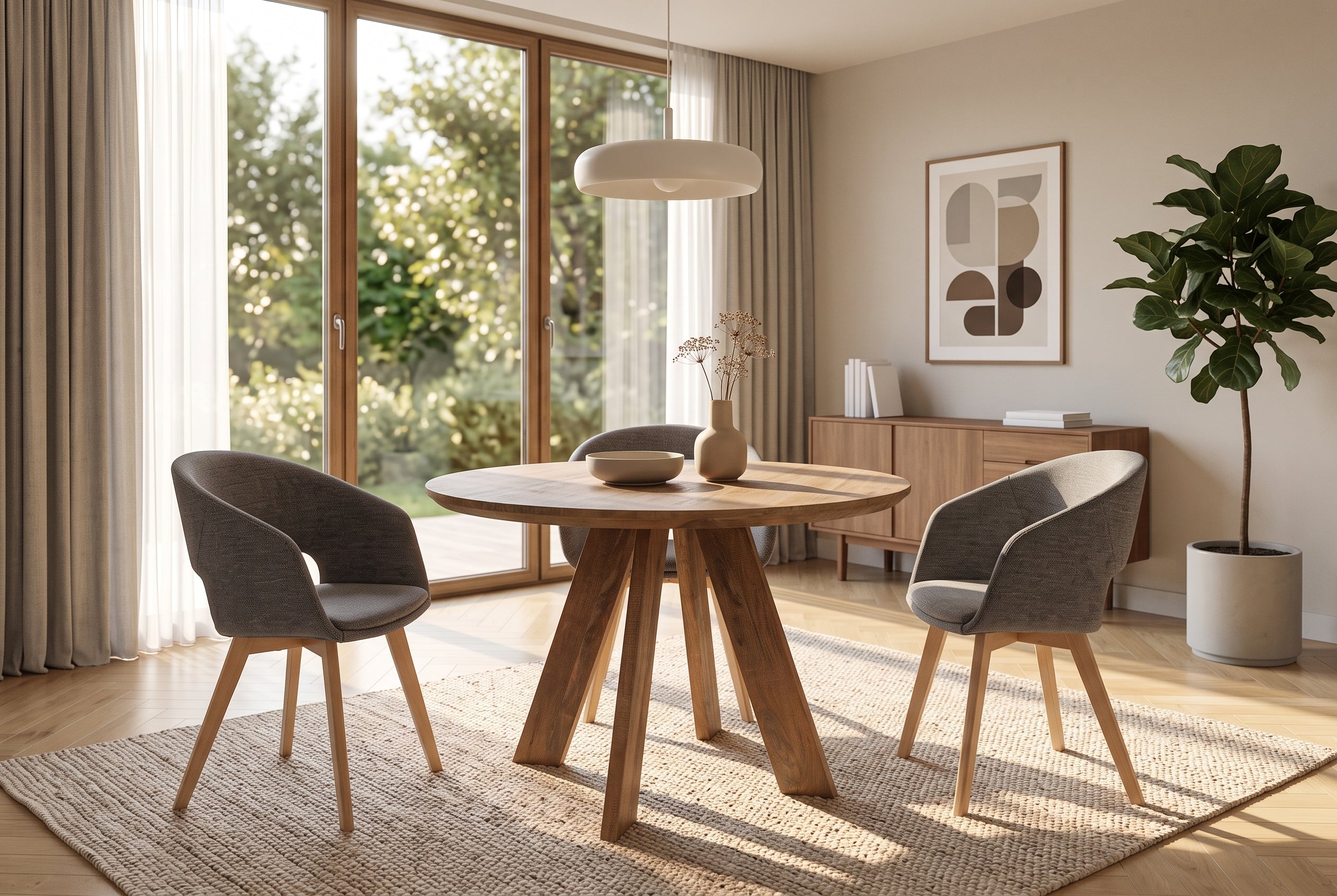 Table à manger ronde ART WOOD 100cm en manguier massif marron
