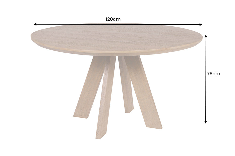 Table à manger ronde ART WOOD 120cm en manguier massif marron