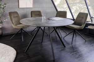 Table à manger ronde ATELIER 100cm béton gris design métal noir