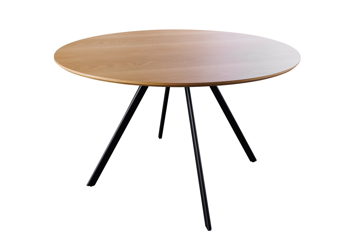 Table à manger ronde ATELIER 120cm chêne naturel métal noir