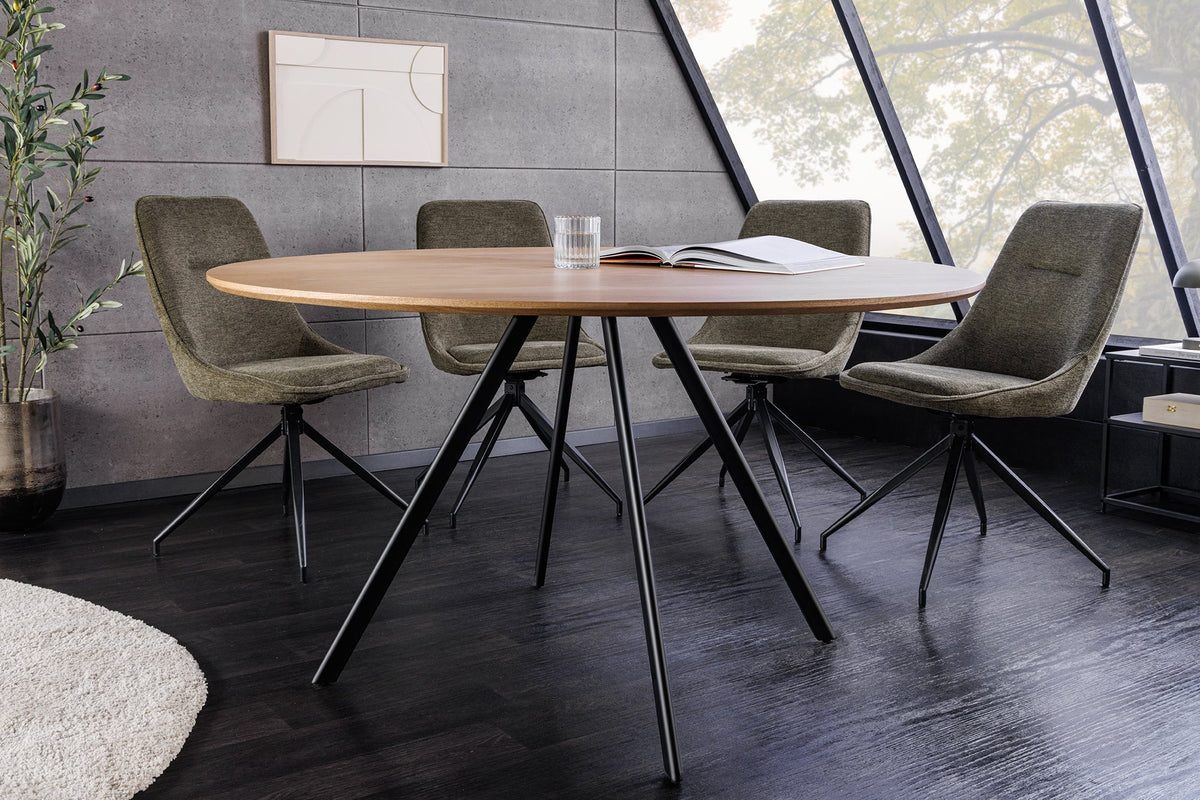 Table à manger ronde ATELIER 120cm chêne naturel métal noir