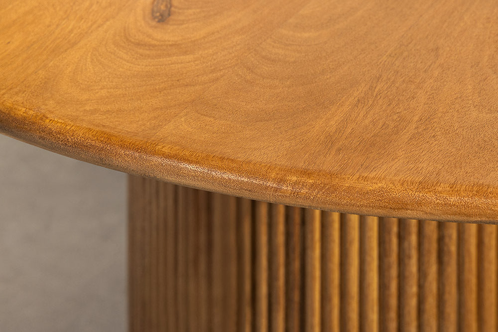 Table à manger ronde TRES CHIC 120cm en manguier massif marron avec rangements