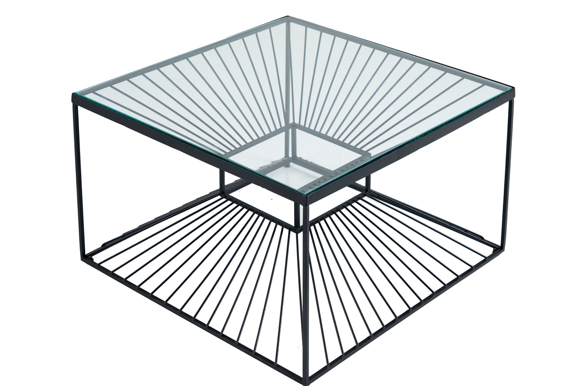 ILLUSION mesa de centro abstracta 60cm metal negro cristal hecho a mano diseño moderno