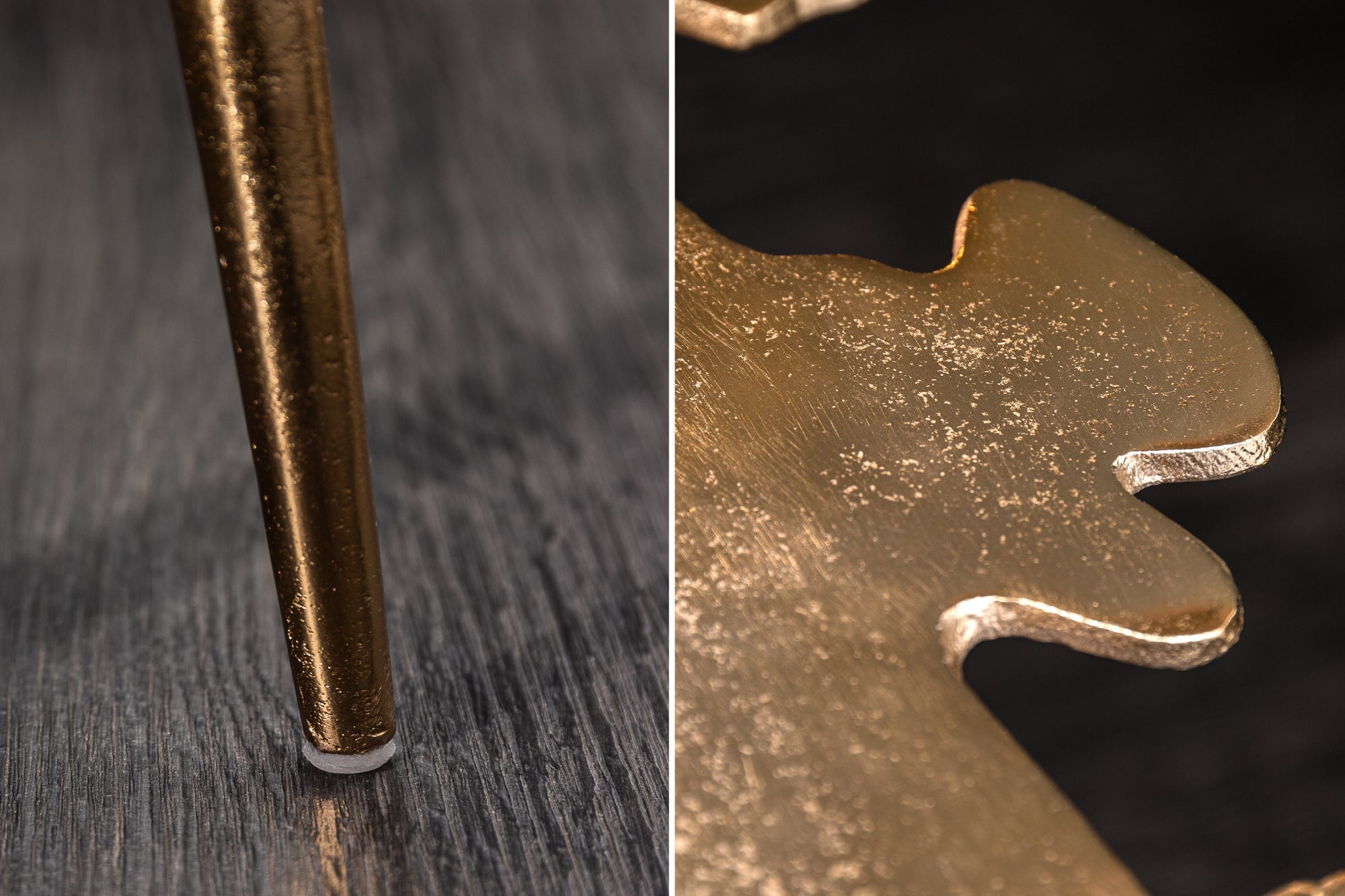 Table basse artisanale ABSTRACT LEAF 60cm motif feuille en filigrane doré