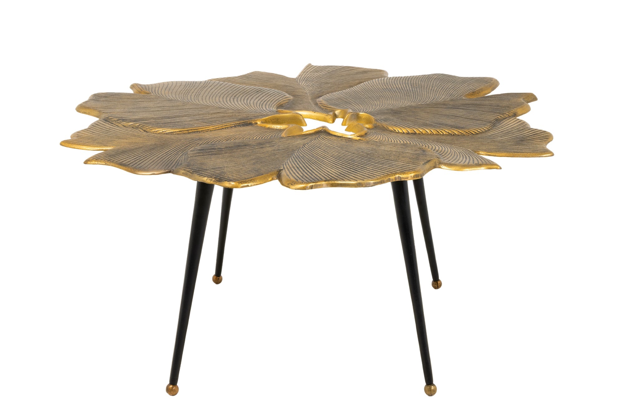 Table basse décorative GINKGO 95cm métal doré noir fait main