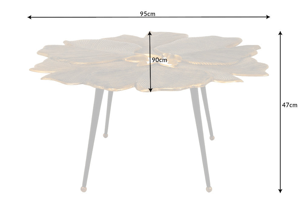 Table basse décorative GINKGO 95cm métal doré noir fait main