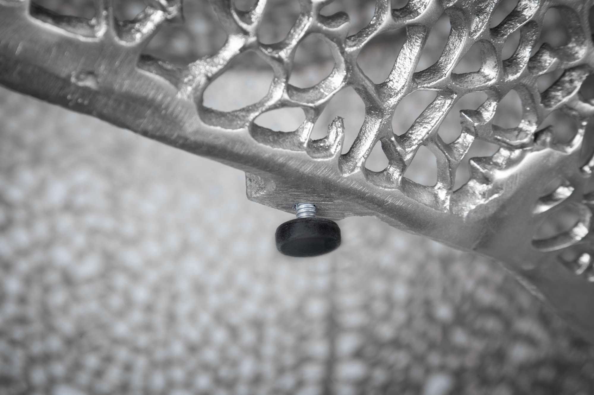 Table basse design filigrane ABSTRACT LEAF 120cm argent fait main