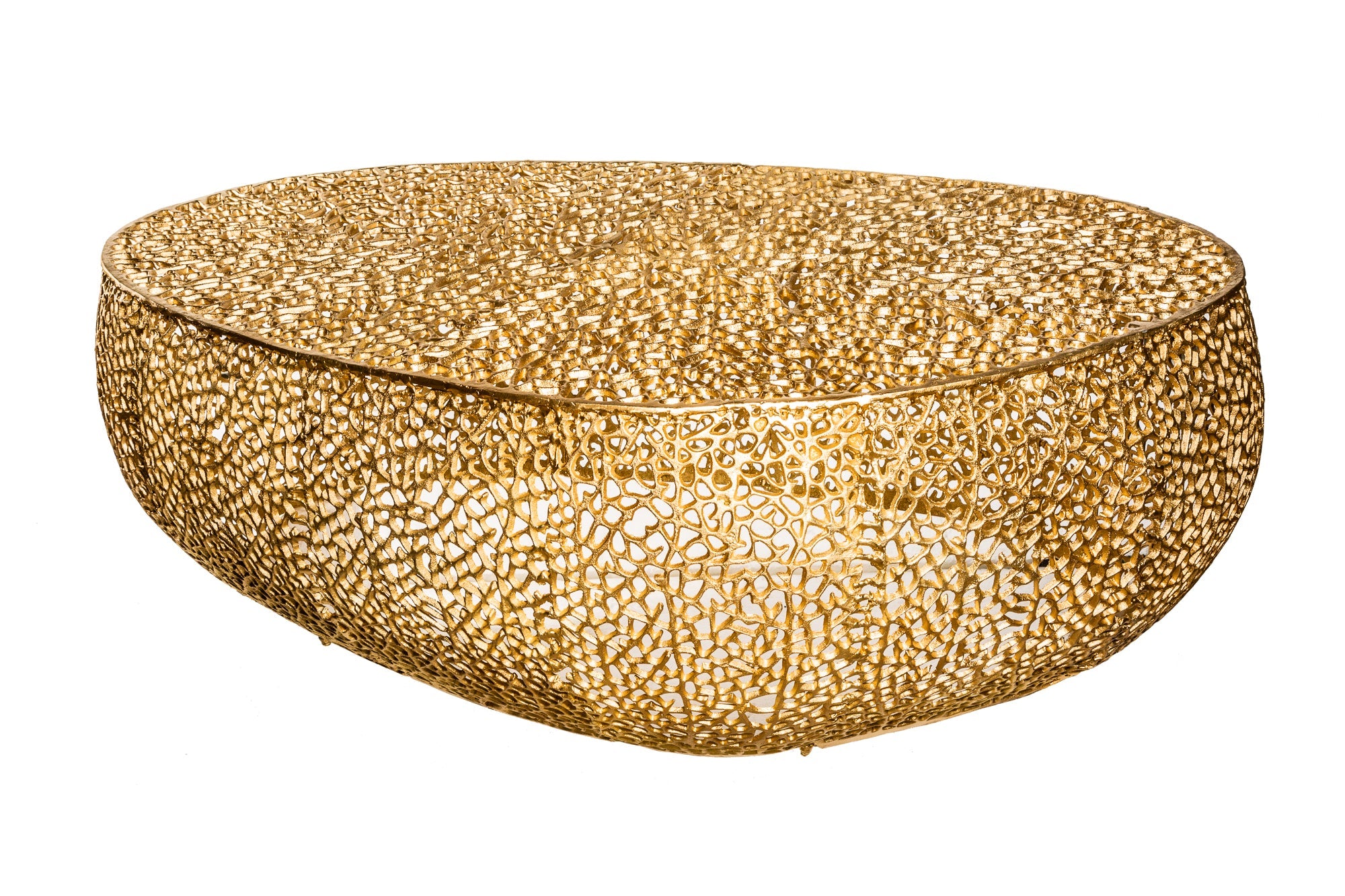 Table basse design filigrane ABSTRACT LEAF 120cm or fait main