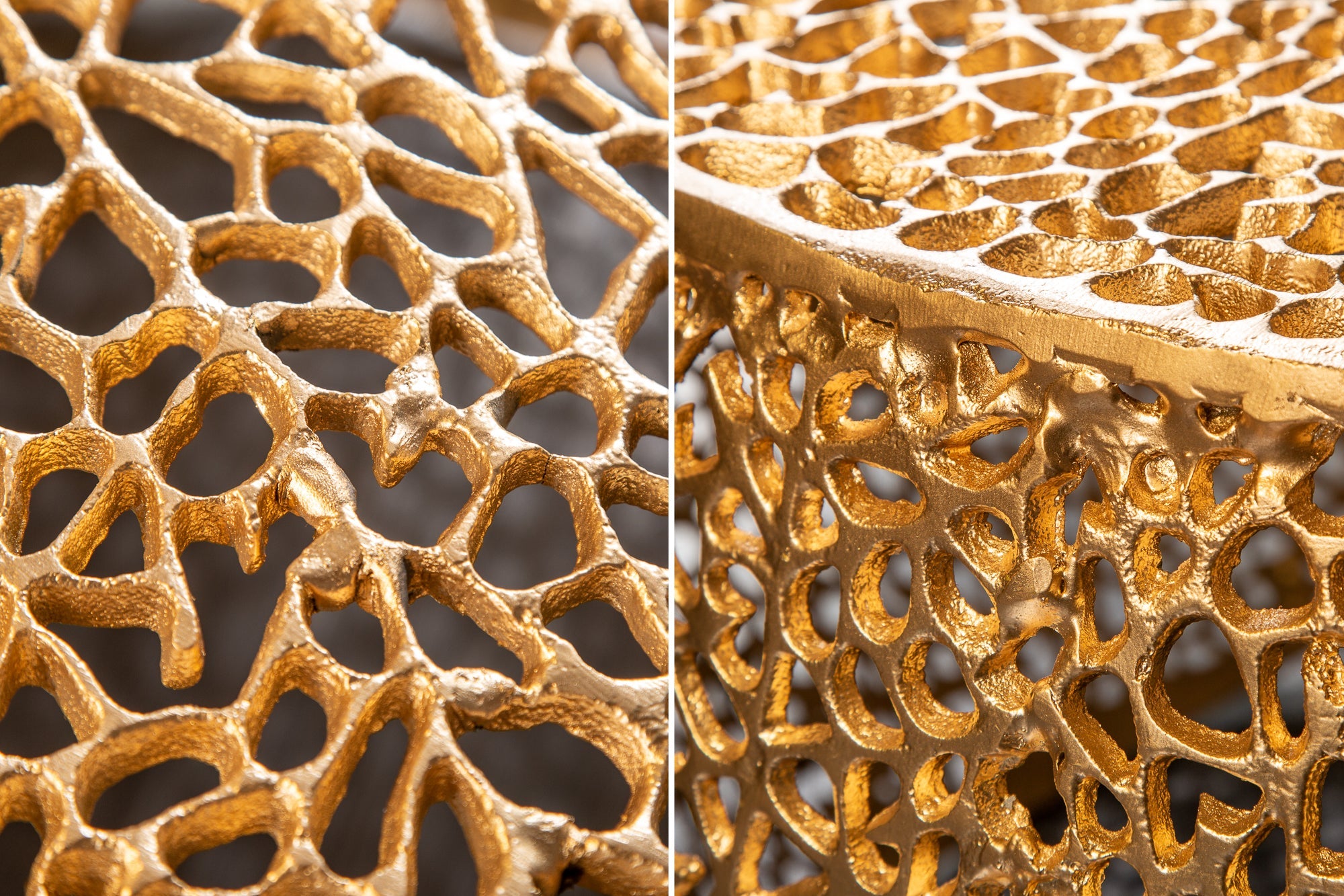 Table basse design filigrane ABSTRACT LEAF 120cm or fait main