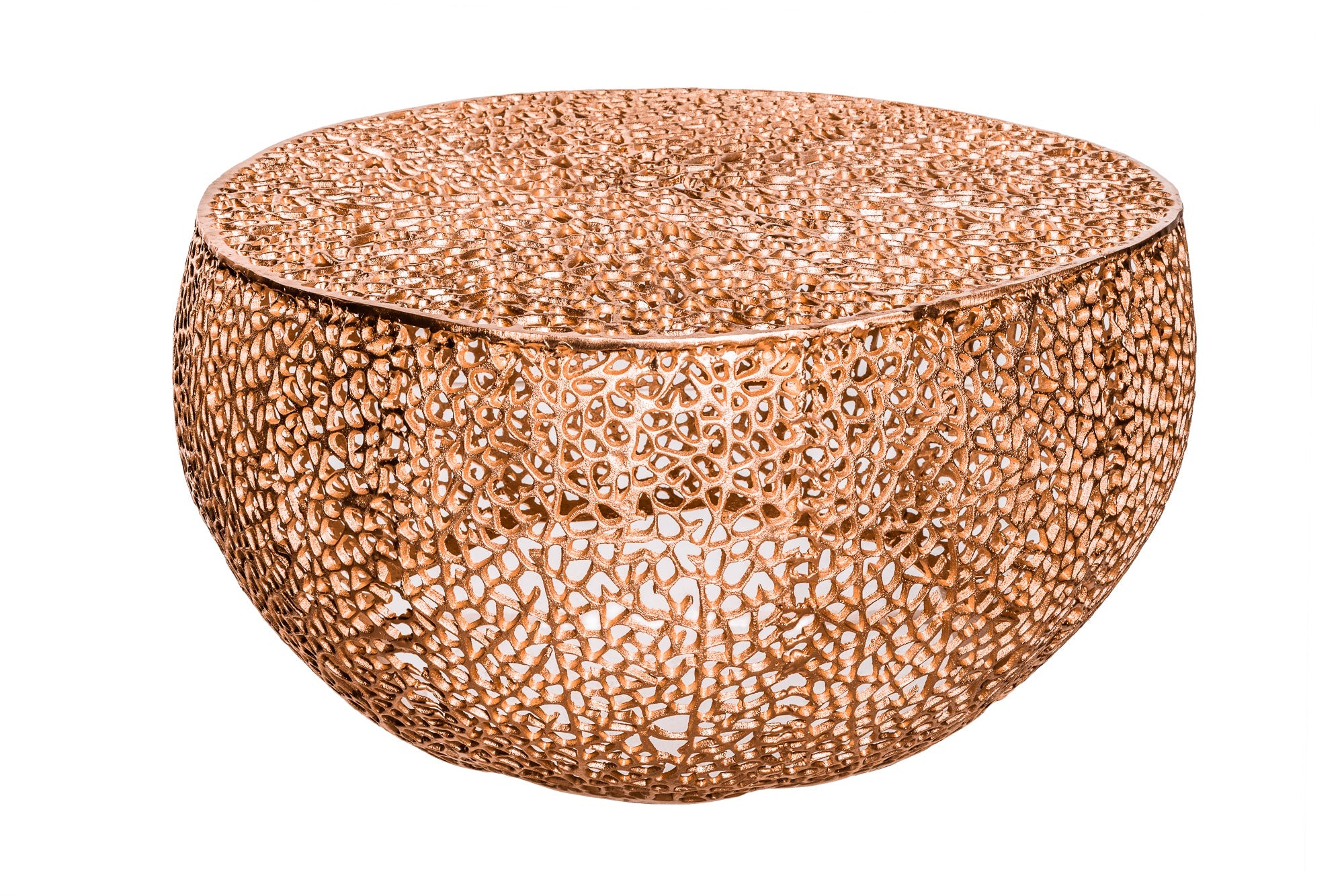 Table basse design filigrane ABSTRACT LEAF 80cm cuivre fait main