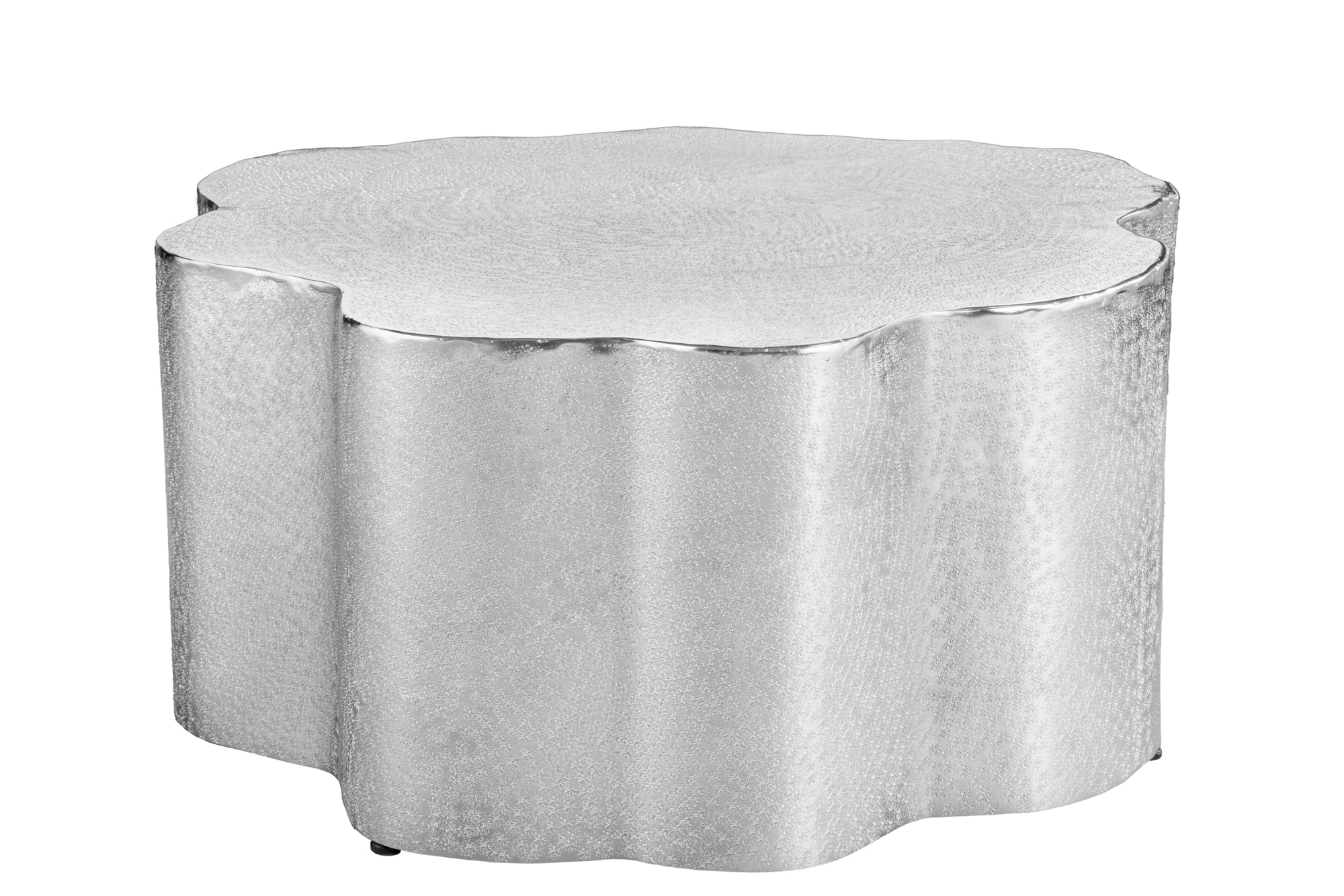 Table basse design ORGANIC ORIENT 75cm argent fait main