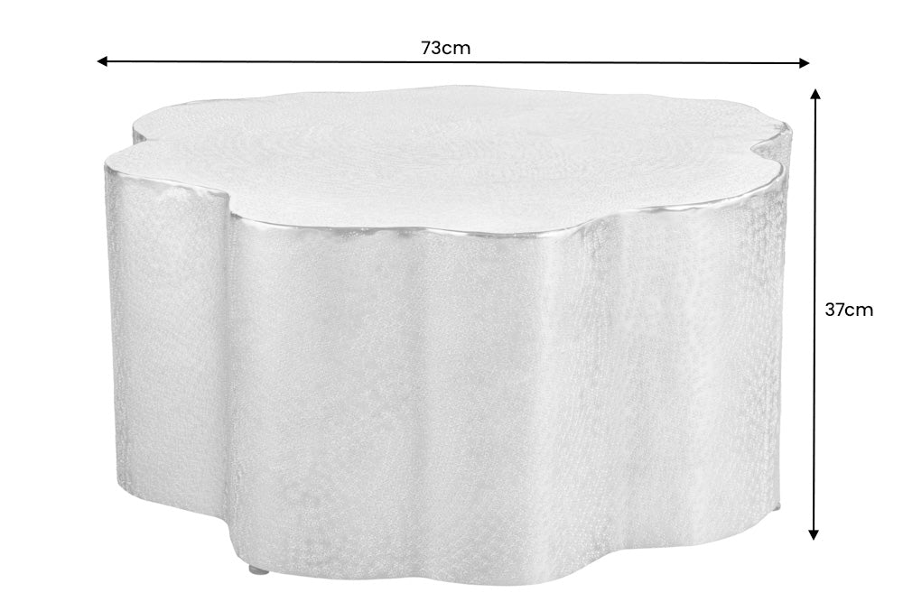 Table basse design ORGANIC ORIENT 75cm argent fait main