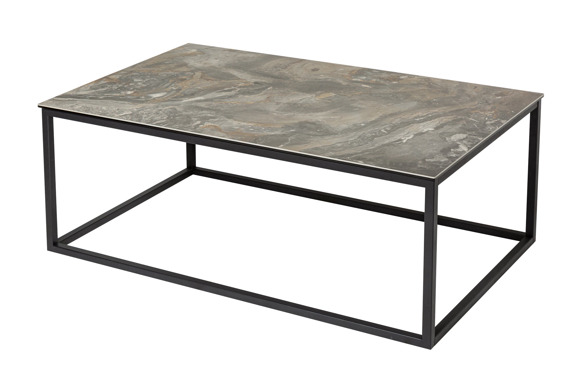 Table basse design SYMBIOSE 100cm marbre taupe céramique fabriquée en Italie