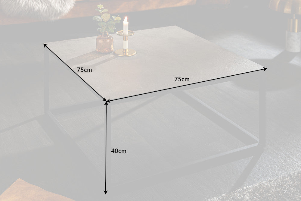 Table basse design SYMBIOSE 75cm en céramique gris béton fabriquée en Italie