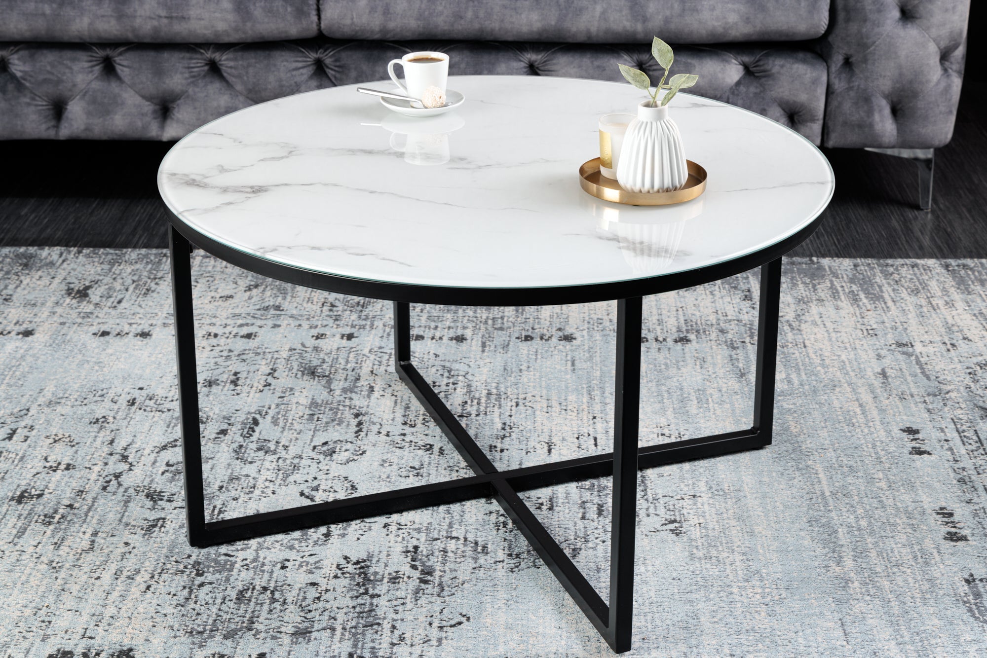 table-basse-elegante-boutique-80cm-ronde-blanche-en-verre-cristal-decor-marbre-cadre-noir_42159 (inv)