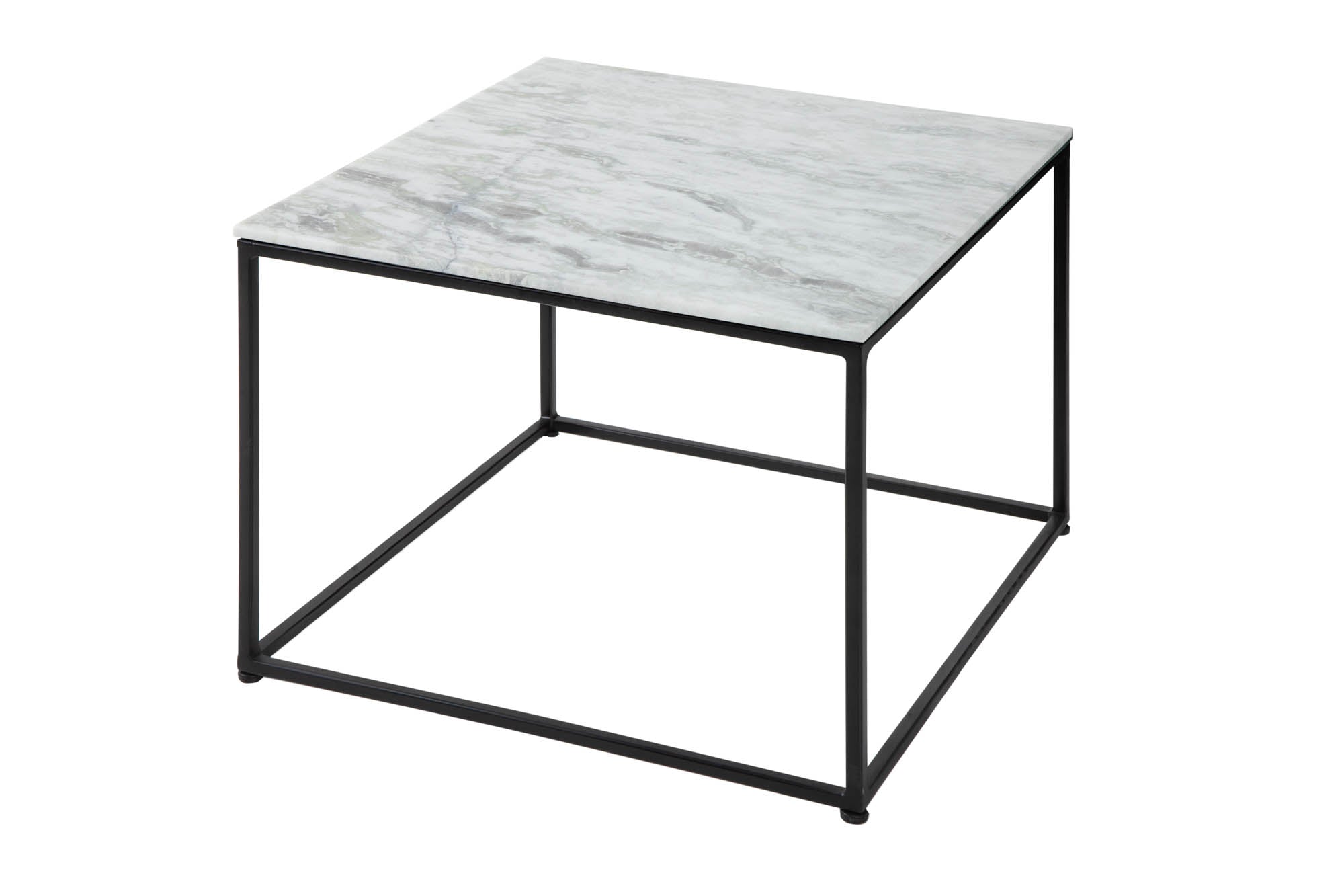 Table basse élégante ELEMENTS 50cm blanche avec plateau en marbre poli