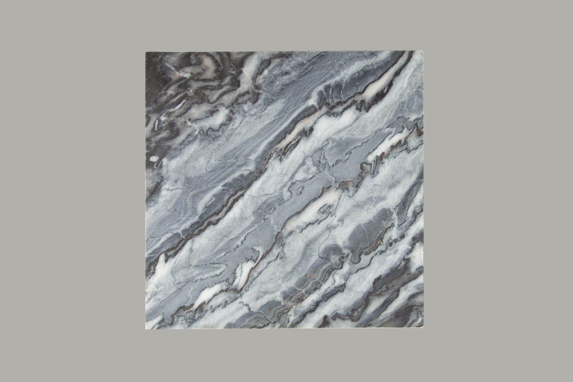 Table basse élégante ELEMENTS 50cm grise avec plateau en marbre poli