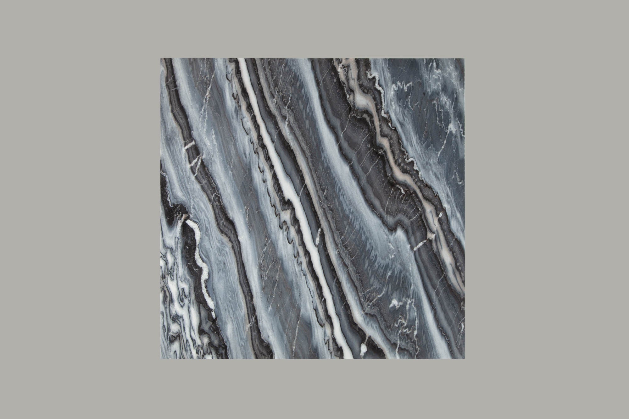 Table basse élégante ELEMENTS 50cm grise avec plateau en marbre poli