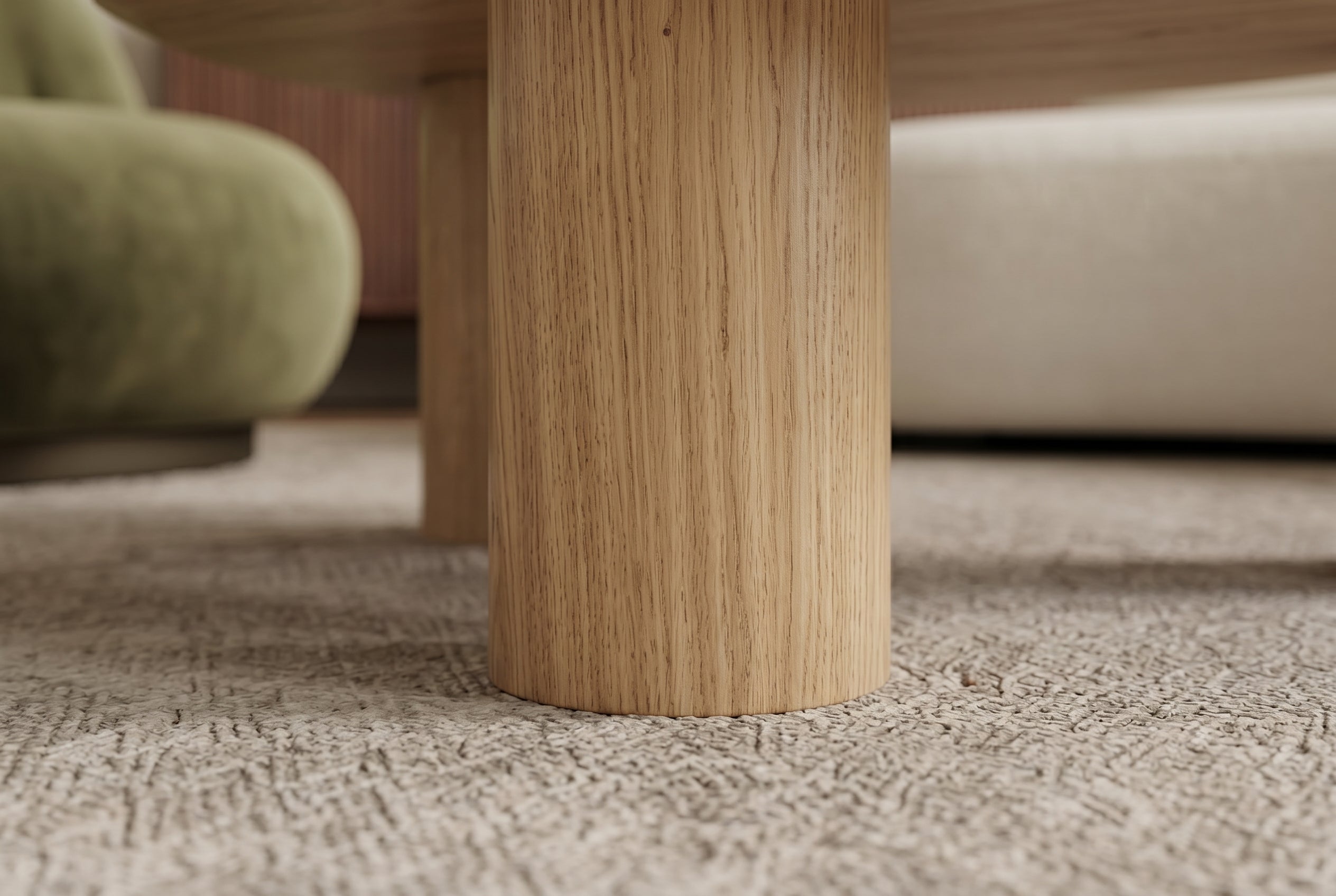 Table basse élégante ORGANIKO 110cm chêne naturel travertin céramique