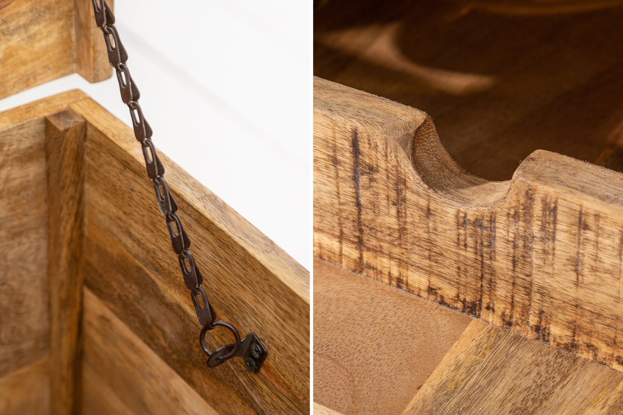 Table basse en bois massif BODEGA 100 cm, coffre de bar en bois de manguier avec espace de rangement