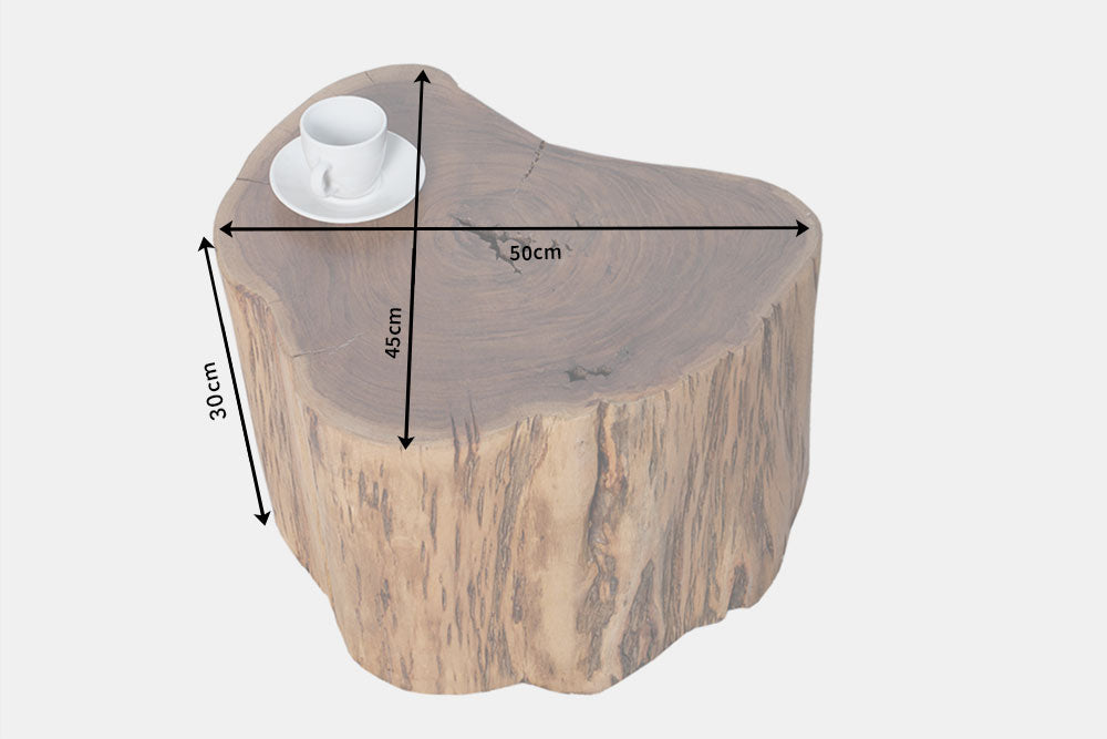 Table basse en bois massif GOA 50cm tabouret en tronc d’arbre d’acacia table d’appoint fait main