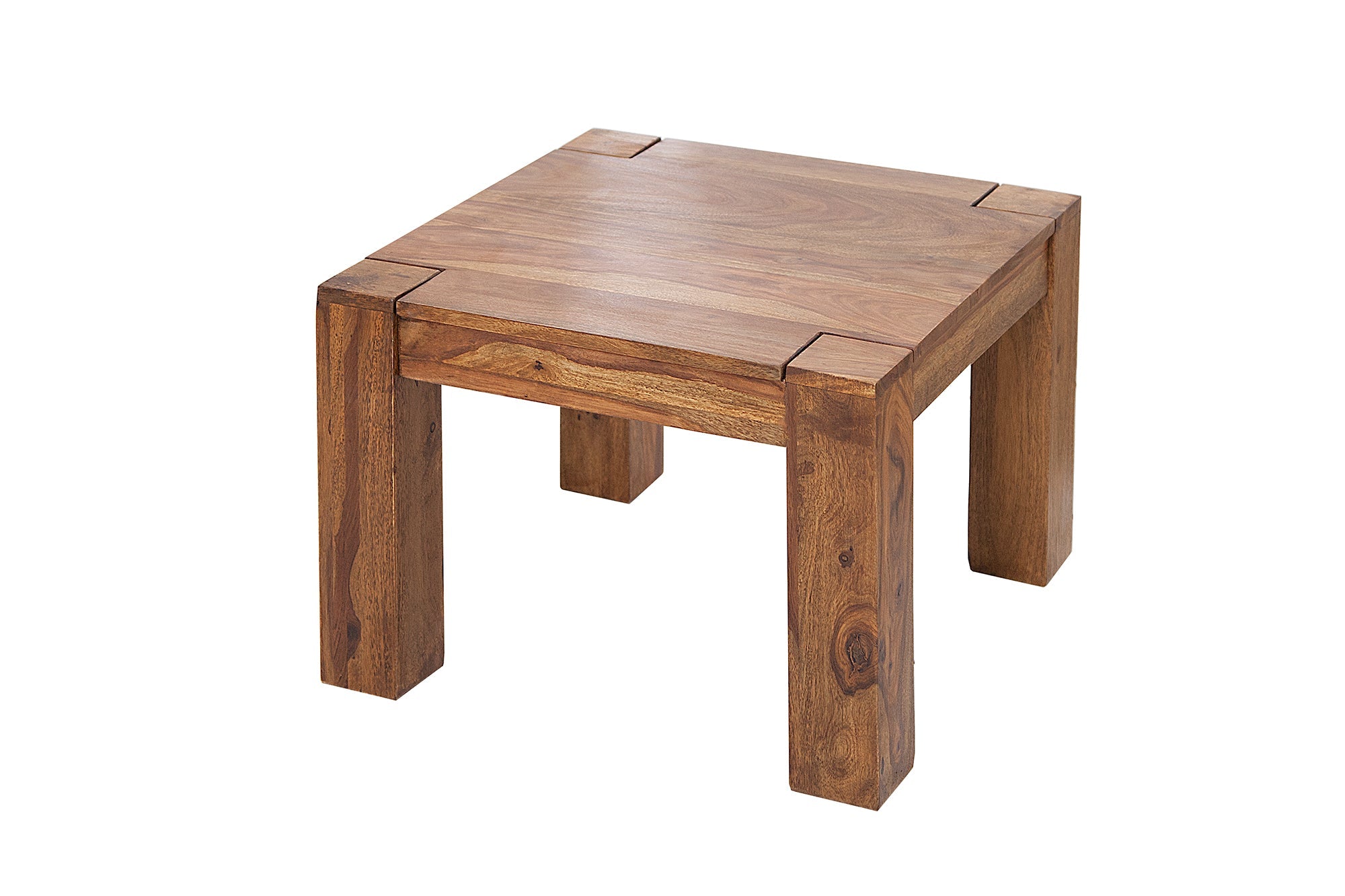 Table basse en bois massif MAKASSAR 60cm finition pierre de Sheesham marron grain unique