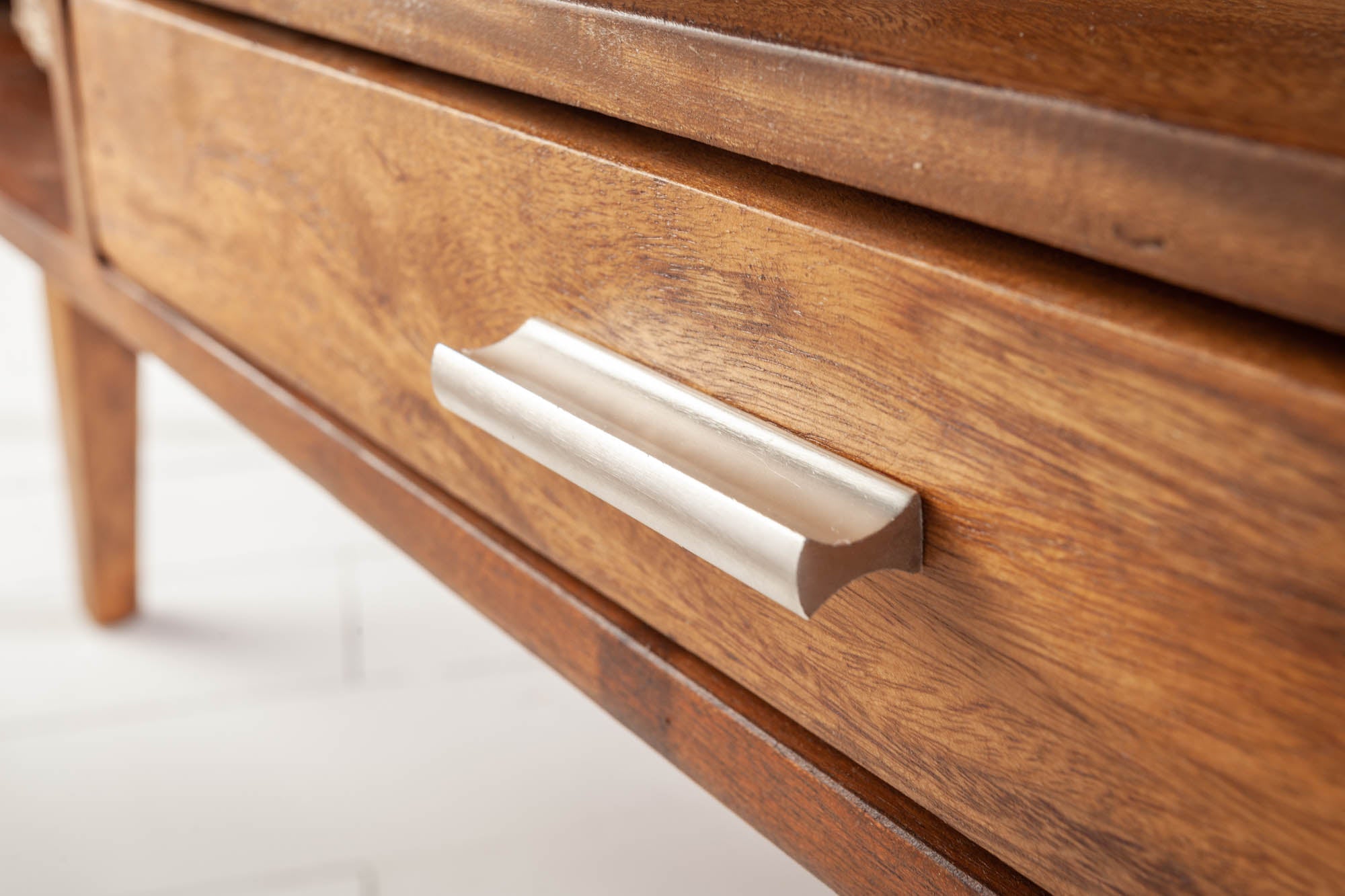 Table basse en bois massif RETRO 100cm marron finition pierre de Sheesham tiroirs fait main