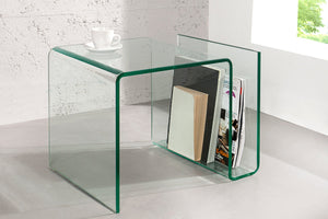 Table basse extravagante en verre FANTOME 50cm table d'appoint avec rangement pour magazines transparente