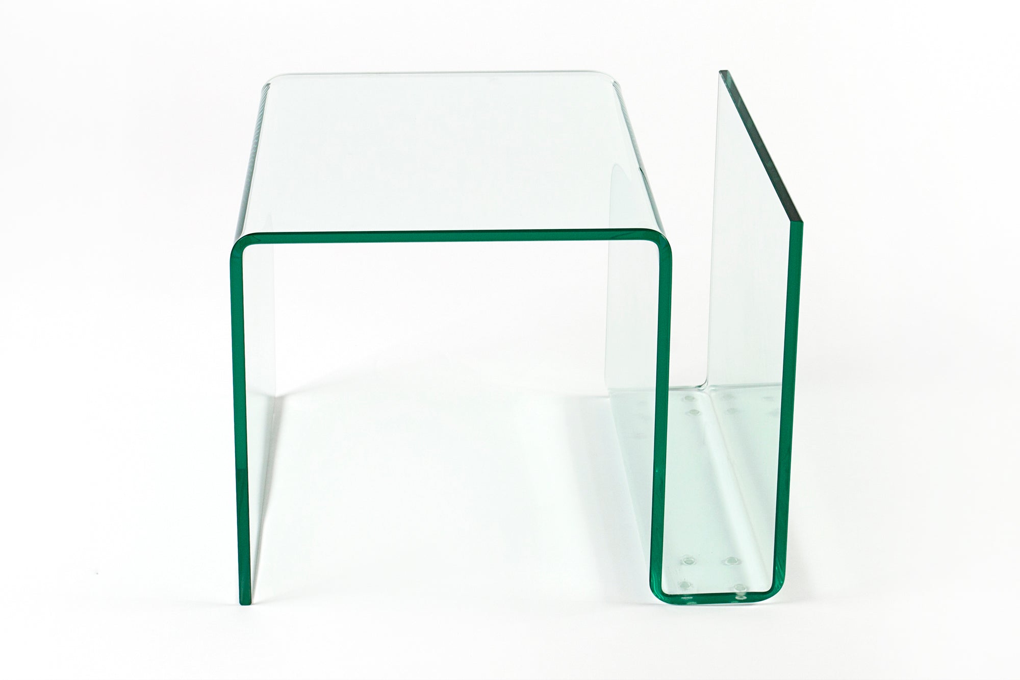 Table basse extravagante en verre FANTOME 50cm table d'appoint avec rangement pour magazines transparente