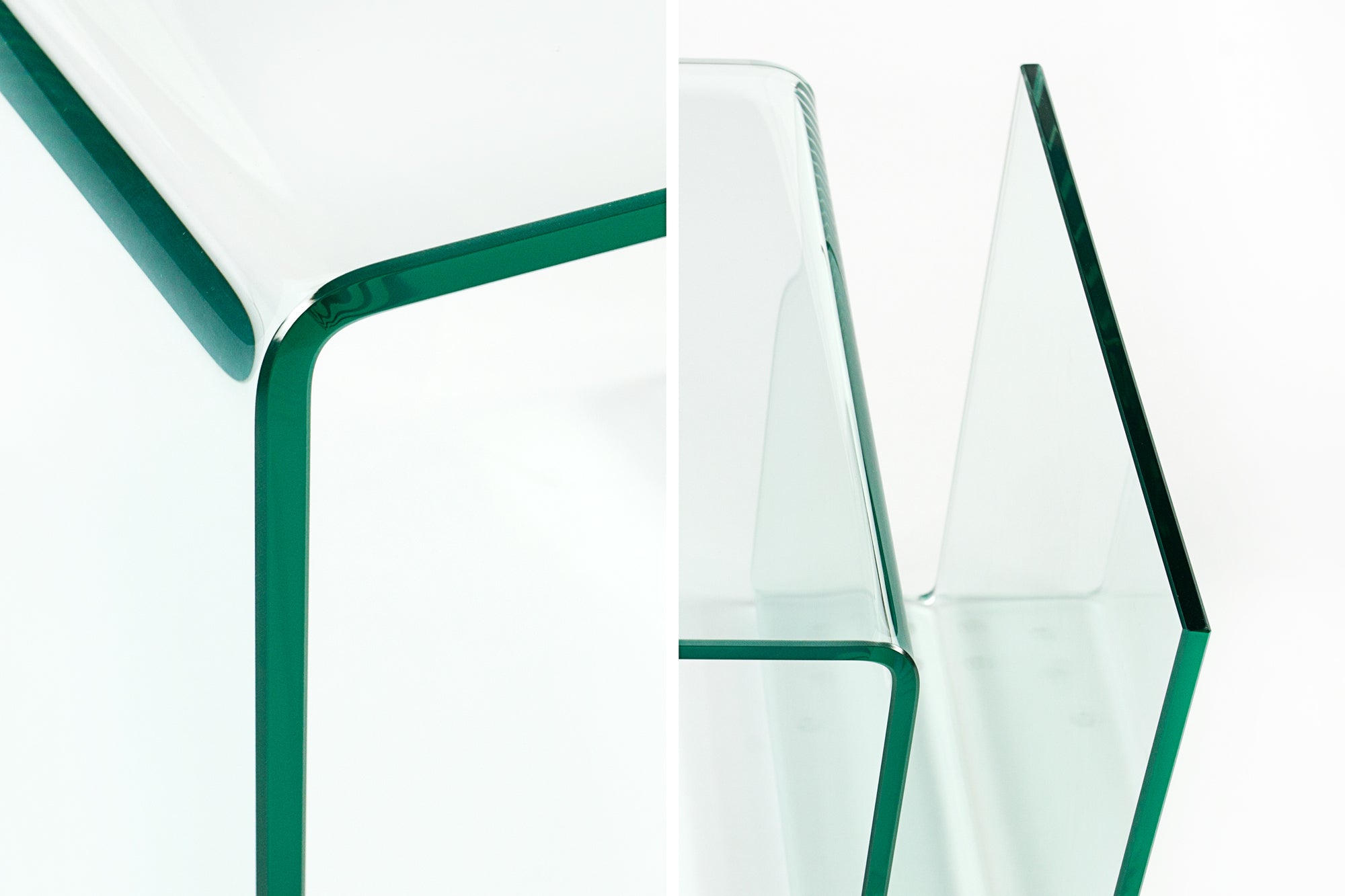 Table basse extravagante en verre FANTOME 50cm table d'appoint avec rangement pour magazines transparente