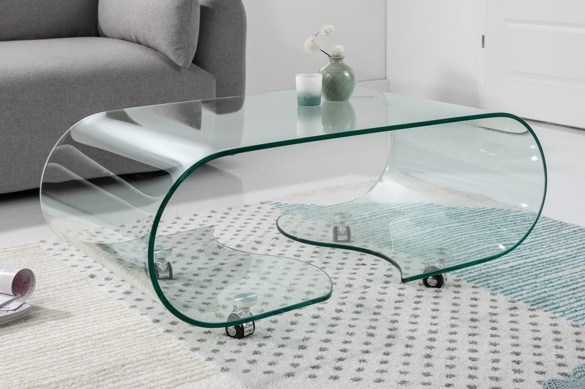 Table basse extravagante en verre FANTOME 90cm transparente