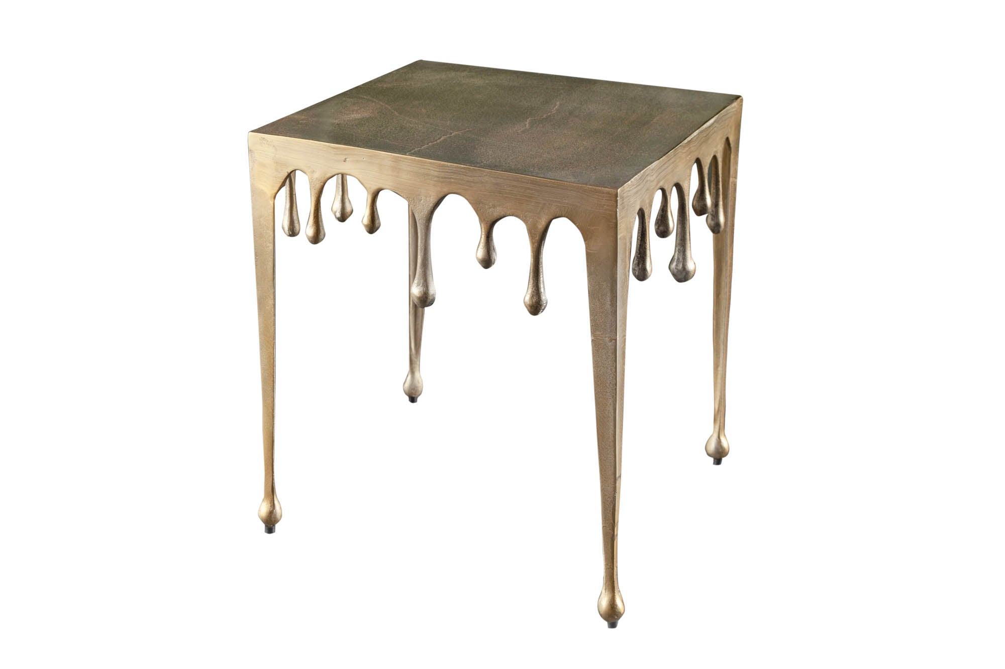 Table basse extravagante LIQUID LINE L 46cm design goutte d'or